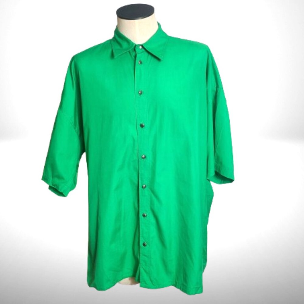 Versace Jeans Couture Medusa Embroidery Button-Up Shirt XL Emerald Green
